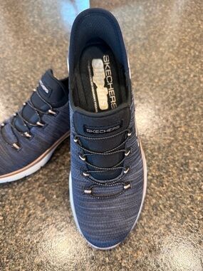 Women’s Skechers Slip-On Athletic Sneakers  Black with Rose Gold trim